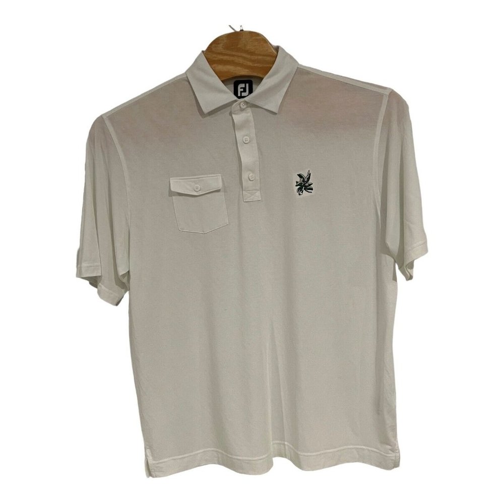 FootJoy FJ Mens sz Extra Large White Performance‎ Golf Polo Shirt With Logo ECU
